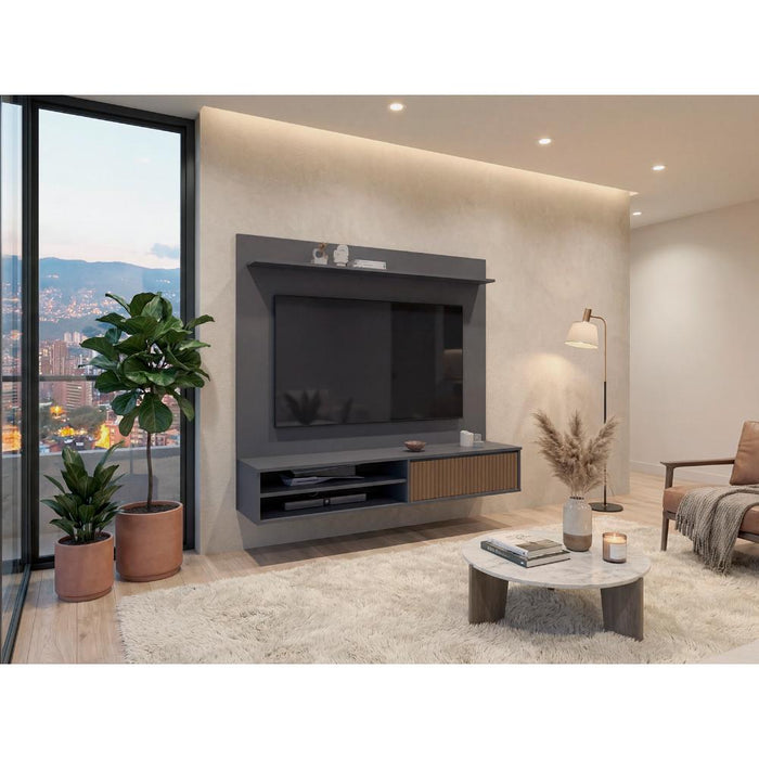Panel de TV Bowie, Plomo y Ocaso, con Diseño Moderno, Superficie para Objetos Decorativos