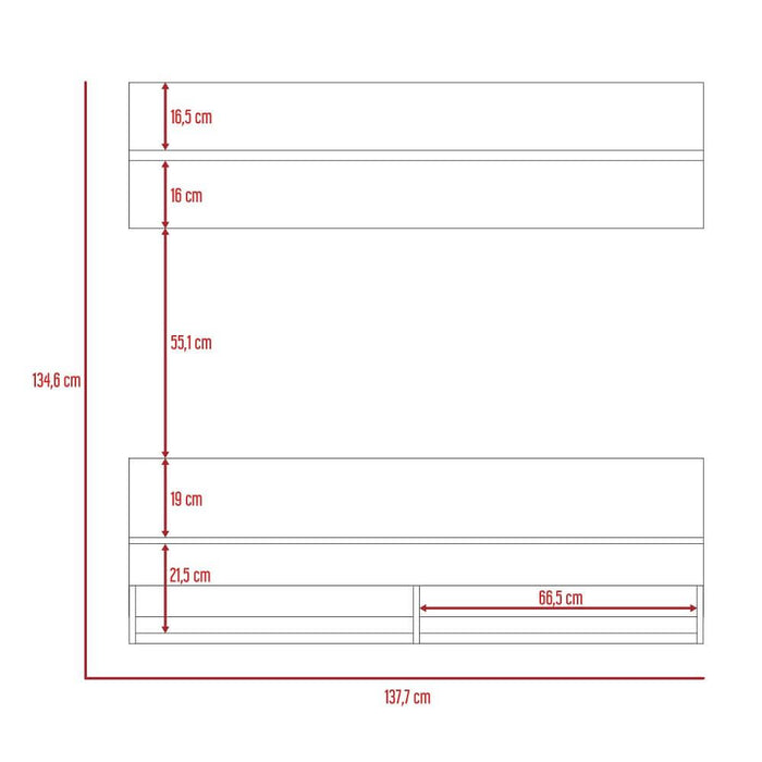 Panel de Tv Frello, Fresno Europeo y Plata Oscuro, con Espacio Para Televisor de Hasta 60 Pulgadas