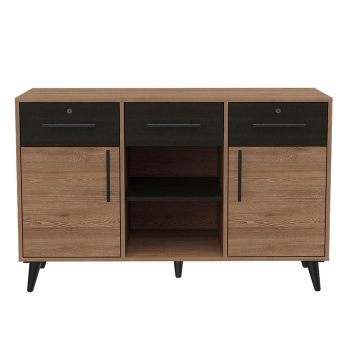 Archivador Peralta, Miel y Wengue, con Tres Cajones y Amplio Espacio de Almacenamiento