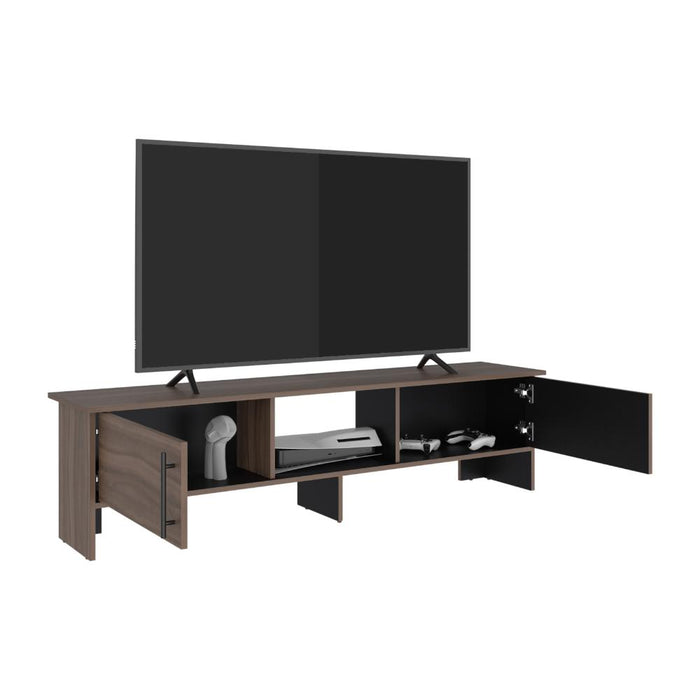 Mesa Para Tv Dago, Avellana y Wengue, Para Televisor de Hasta 65 Pulgadas con dos puertas