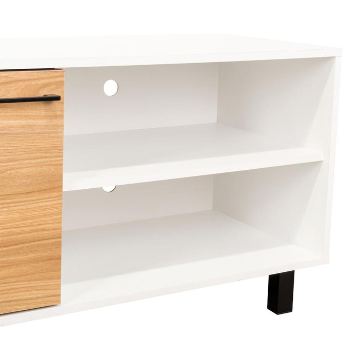 Mesa Para Tv Bryce, Blanco Duqueza y Fresno Europeo, Para Televisor Hasta 60 Pulgadas