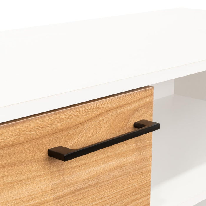 Mesa Para Tv Bryce, Blanco Duqueza y Fresno Europeo, Para Televisor Hasta 60 Pulgadas