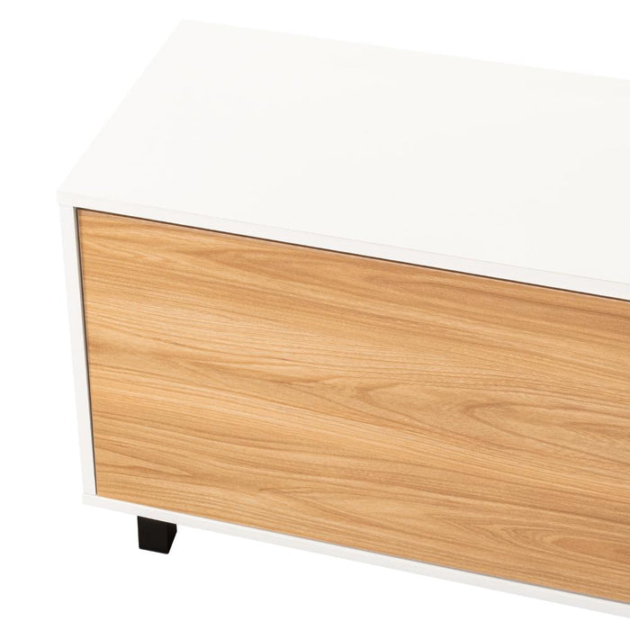 Mesa Para Tv Bryce, Blanco Duqueza y Fresno Europeo, Para Televisor Hasta 60 Pulgadas