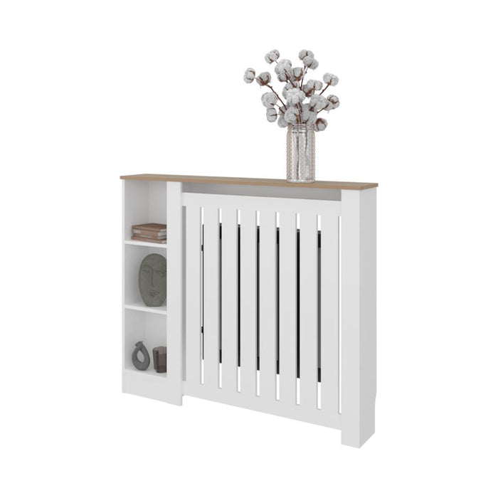 Cubierta para Radiador Joseph, Blanco y Kronos Fresno, con Espacios para Objetos Decorativos ZF