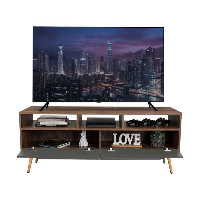 Mesa Para Tv Raichel, Nogal y Plata Oscuro, Para Televisor de 60 Pulgadas