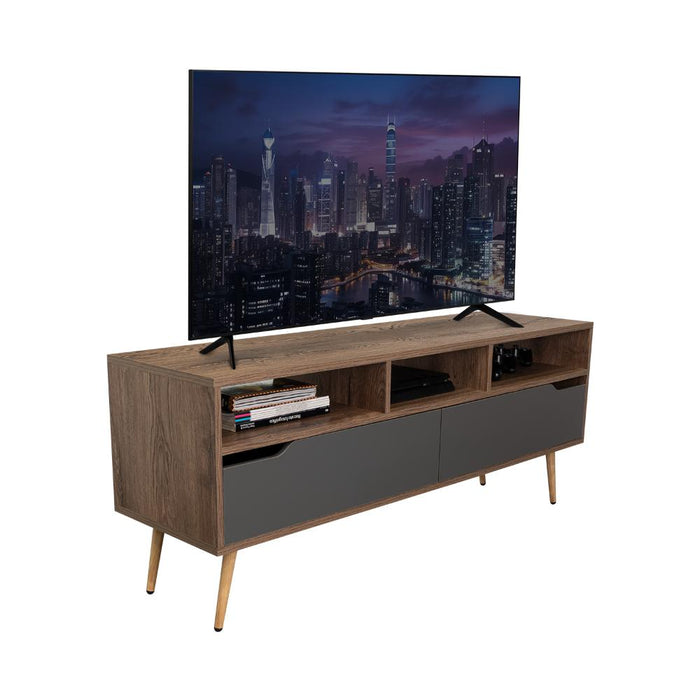 Mesa Para Tv Raichel, Nogal y Plata Oscuro, Para Televisor de 60 Pulgadas