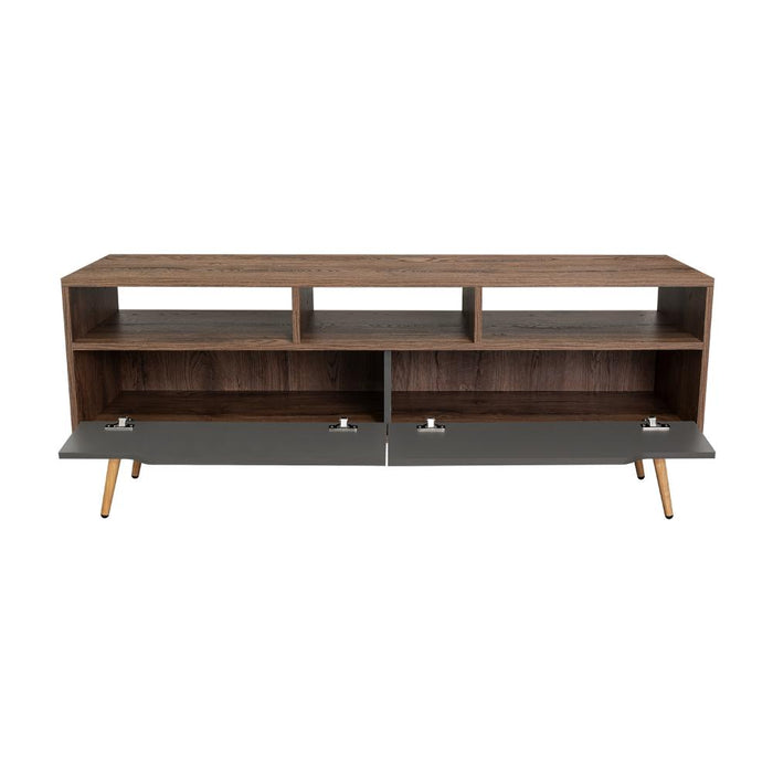 Mesa Para Tv Raichel, Nogal y Plata Oscuro, Para Televisor de 60 Pulgadas