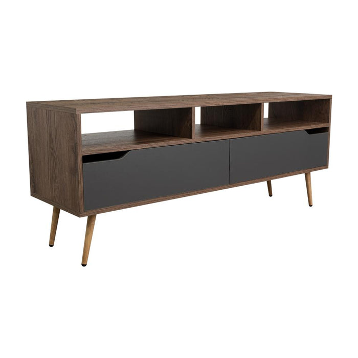 Mesa Para Tv Raichel, Nogal y Plata Oscuro, Para Televisor de 60 Pulgadas