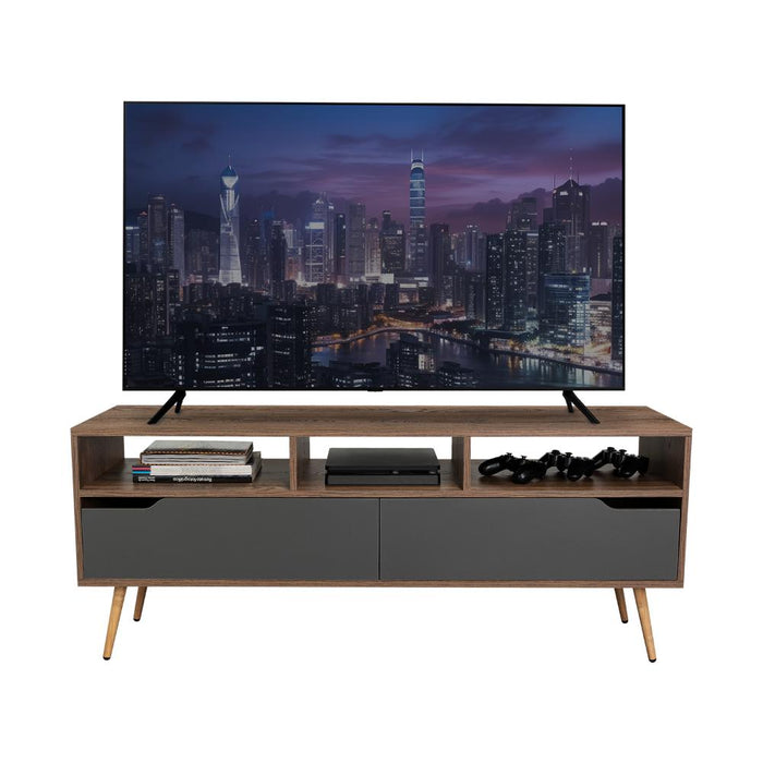 Mesa Para Tv Raichel, Nogal y Plata Oscuro, Para Televisor de 60 Pulgadas