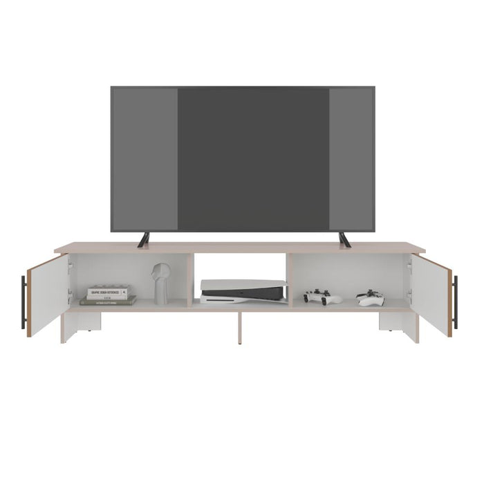 Mesa para TV Dago, Capri/Blanco y Fresno Europeo, para Televisor de hasta 65 Pulgadas