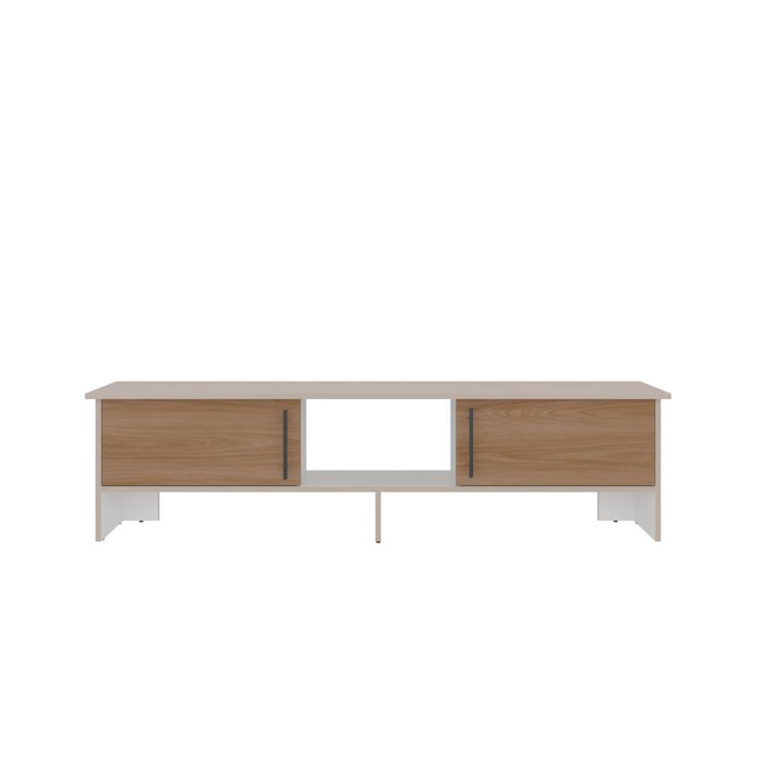 Mesa para TV Dago, Capri/Blanco y Fresno Europeo, para Televisor de hasta 65 Pulgadas