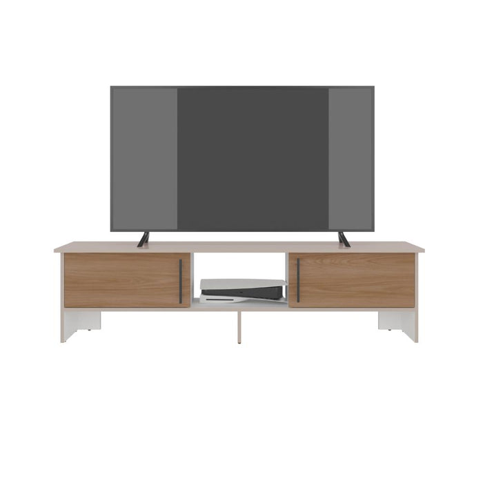 Mesa para TV Dago, Capri/Blanco y Fresno Europeo, para Televisor de hasta 65 Pulgadas