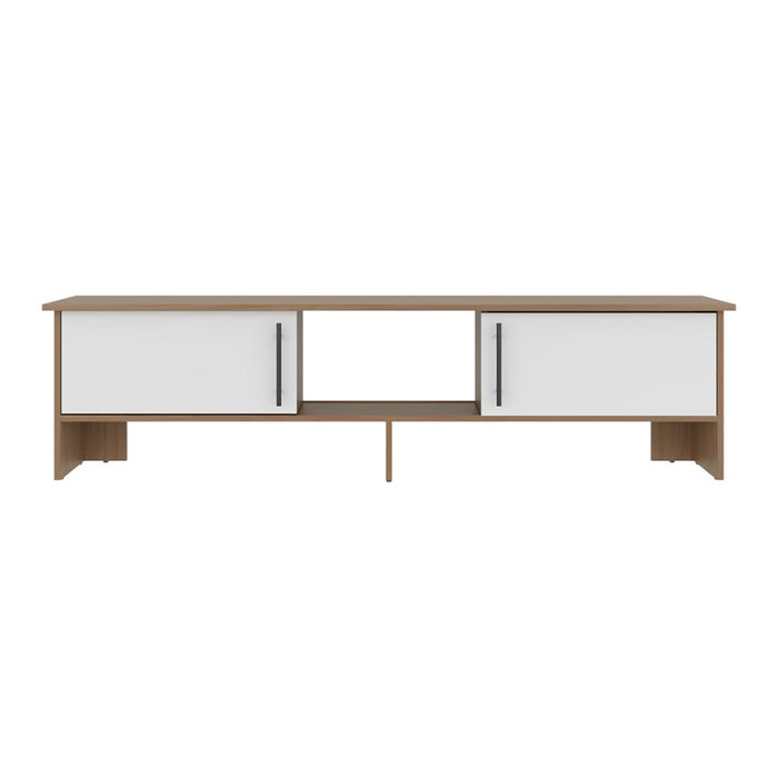 Mesa para TV Dago, Fresno Europeo y Blanco, para Televisor de hasta 65 Pulgadas con Dos Puertas ZF