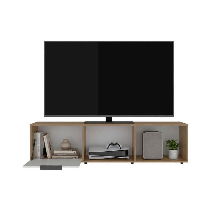 Mesa para TV Dorne, Kronos Fresno y Kronos Blanco, con Puerta Abatible, para Televisor hasta 65" ZF