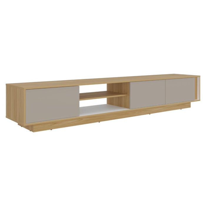 Mesa Para Tv Maldivas, Fresno Europeo y Capri, Para Televisor de Hasta 85 Pulgadas con tres puertas