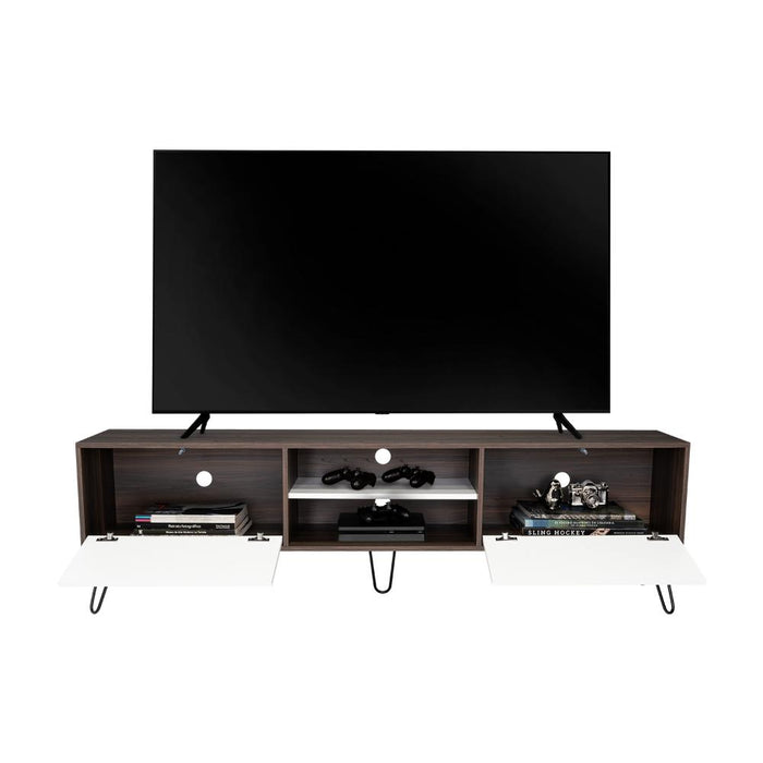 Mesa Para Tv Lara, Caoba y Blanco, Para Televisor de 70 Pulgadas