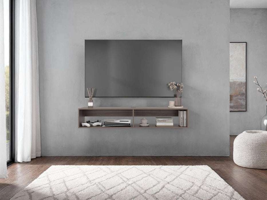 Repisa Flotante Kerin, Avellana, con dos espacios para ubicar objetos