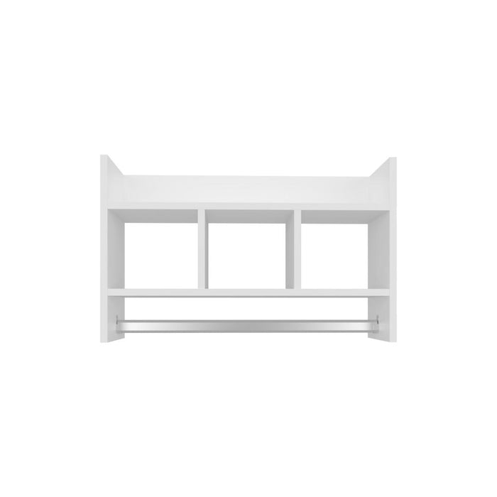 Gabinete de Baño Beki, Kronos Blanco, con espacio para ubicar objetos y un tubo para colgar toallas ZF