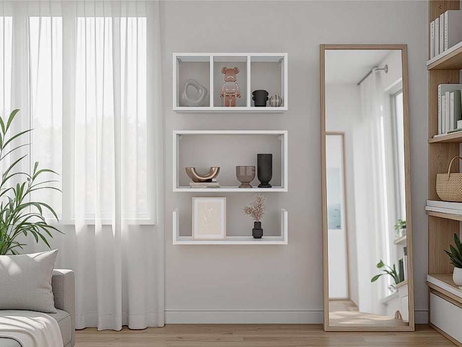 Repisa Trego, Blanco Duqueza, con espacio para ubicar objetos decorativos ZF