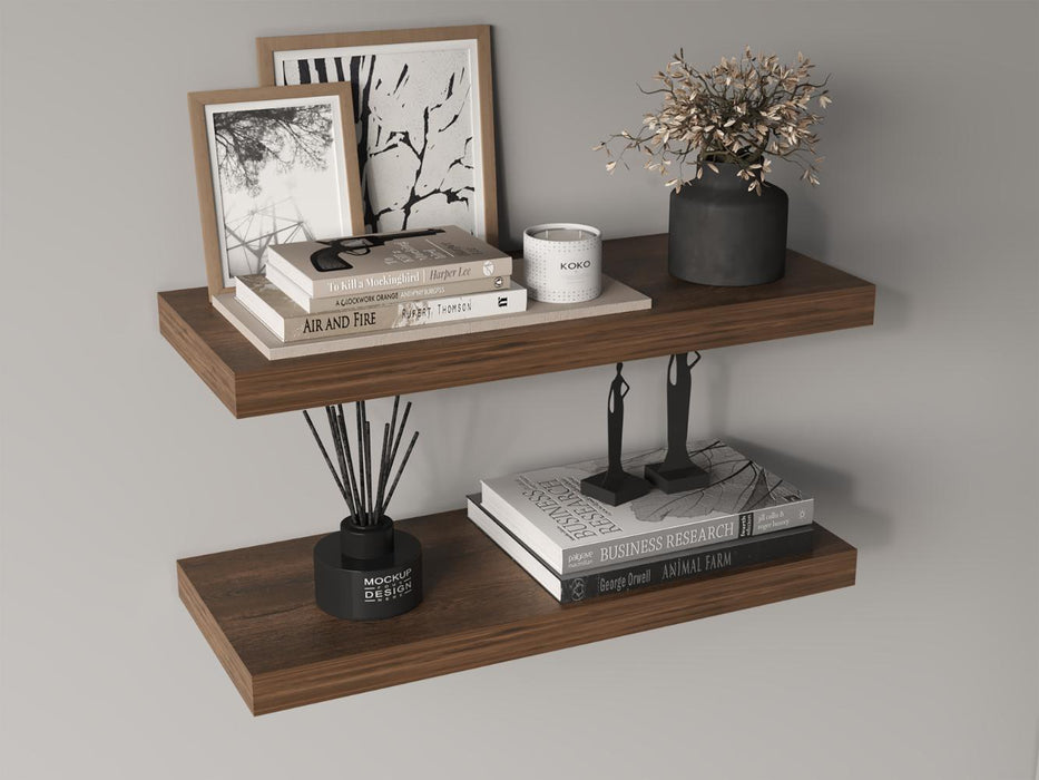 Repisa Flotante Maca X2, Nogal, con espacio para ubicar objetos ZF