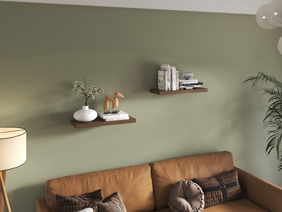 Repisa Flotante Maca X2, Nogal, con espacio para ubicar objetos ZF