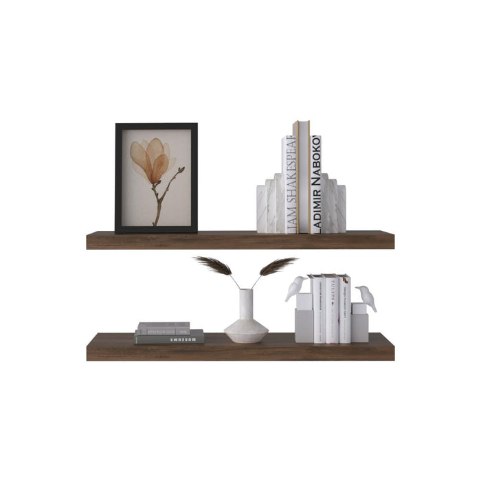 Repisa Flotante Maca X2, Nogal, con espacio para ubicar objetos ZF