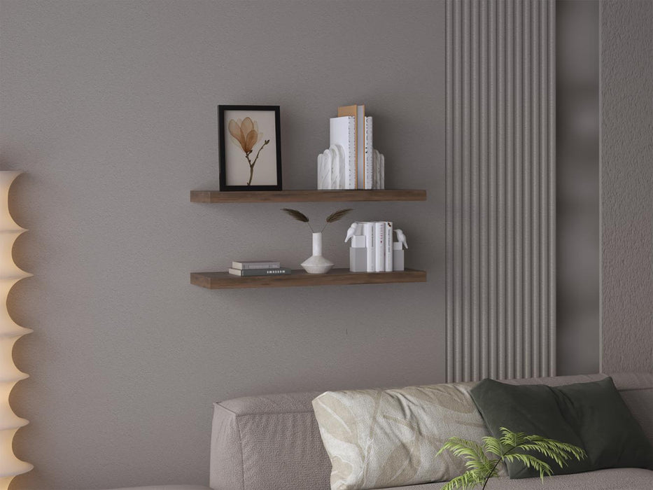 Repisa Flotante Maca X2, Nogal, con espacio para ubicar objetos ZF