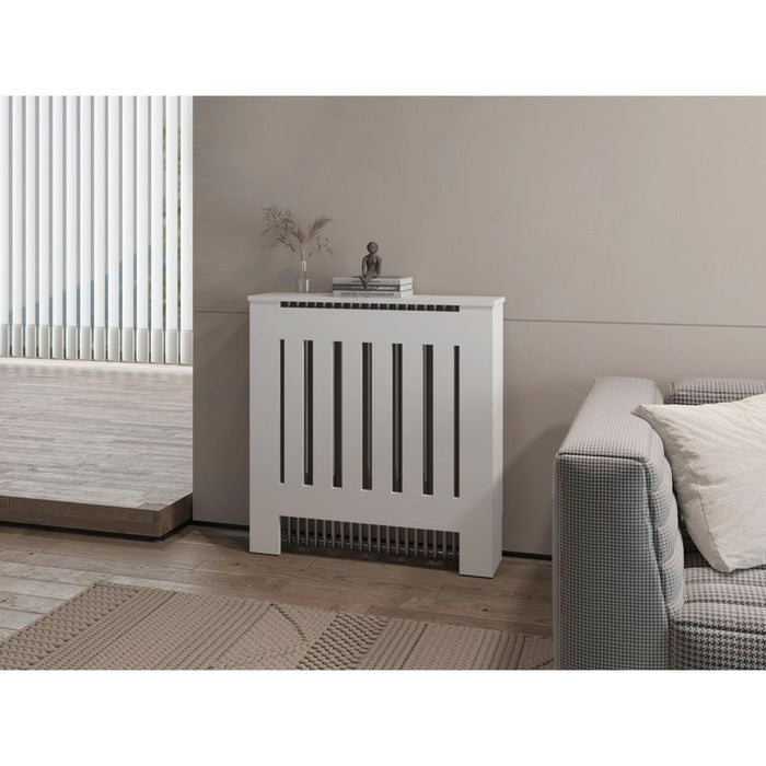 Cubierta para Radiador Linn, Blanco Duqueza, cuenta con espacio para colocar objetos decorativos ZF
