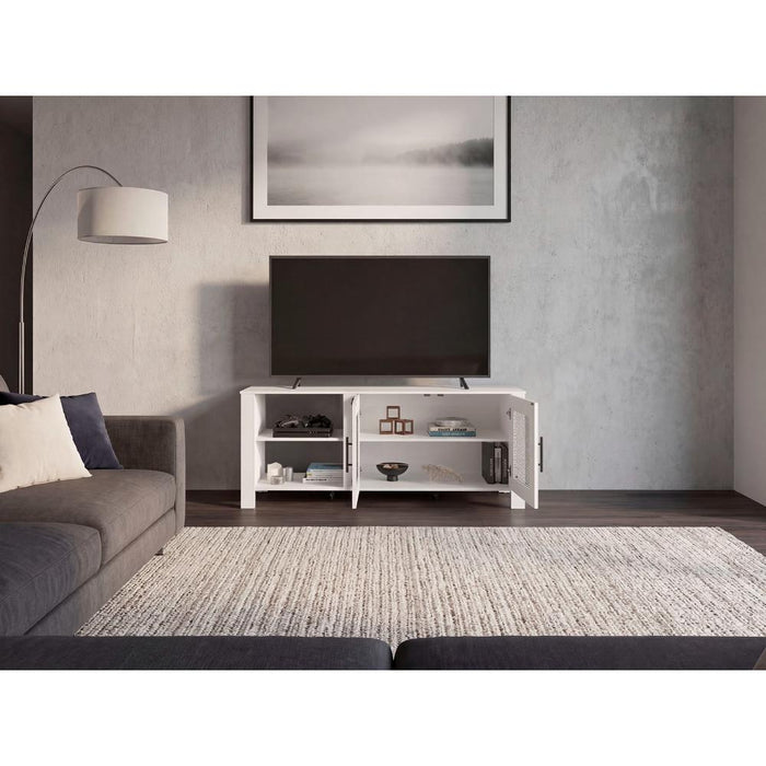 Mesa para TV Freedom, Blanco, con Dos Puertas Abatible, para Televisor hasta 65" ZF