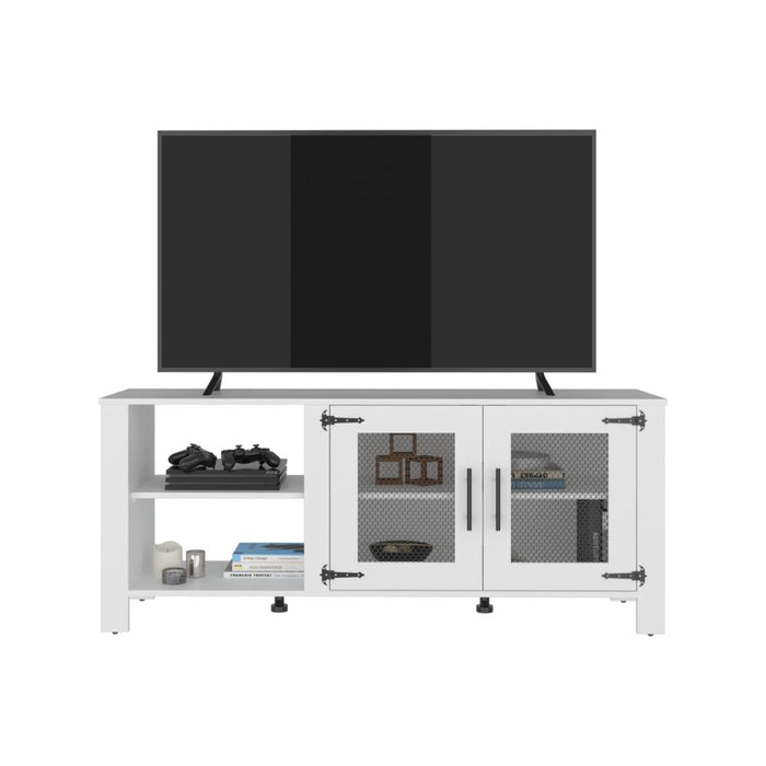 Mesa para TV Freedom, Blanco, con Dos Puertas Abatible, para Televisor hasta 65" ZF