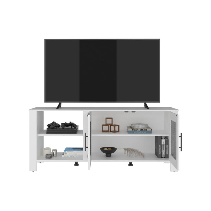 Mesa para TV Freedom, Blanco, con Dos Puertas Abatible, para Televisor hasta 65" ZF