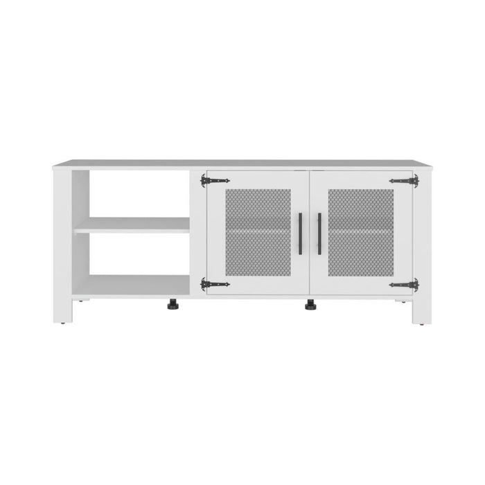 Mesa para TV Freedom, Blanco, con Dos Puertas Abatible, para Televisor hasta 65" ZF