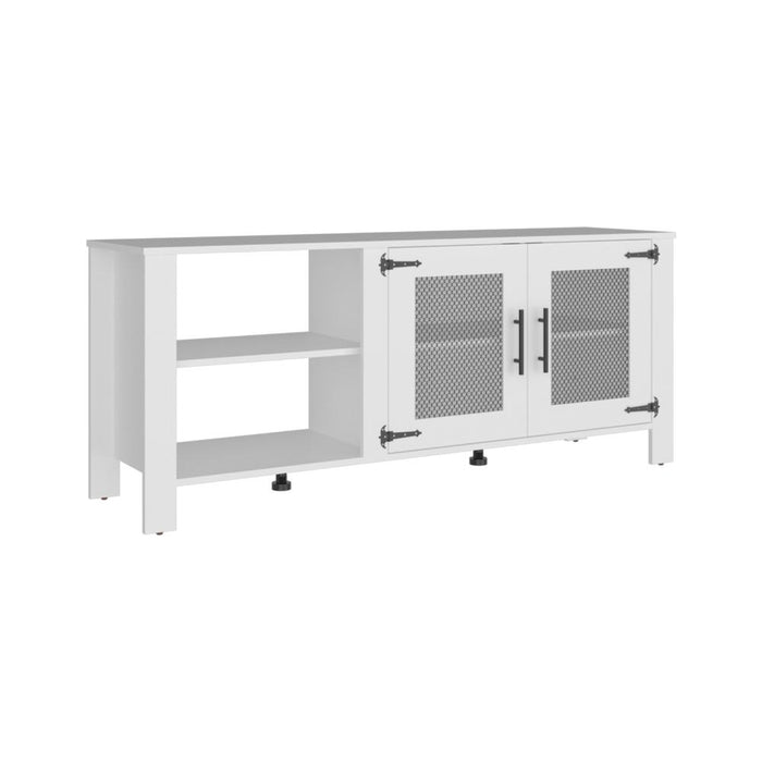 Mesa para TV Freedom, Blanco, con Dos Puertas Abatible, para Televisor hasta 65" ZF