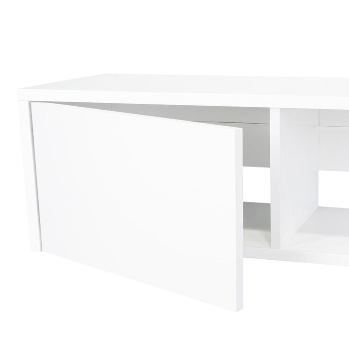 Mesa Para Tv Flotante Gleid, Blanco, con Dos Puertas Abatibles