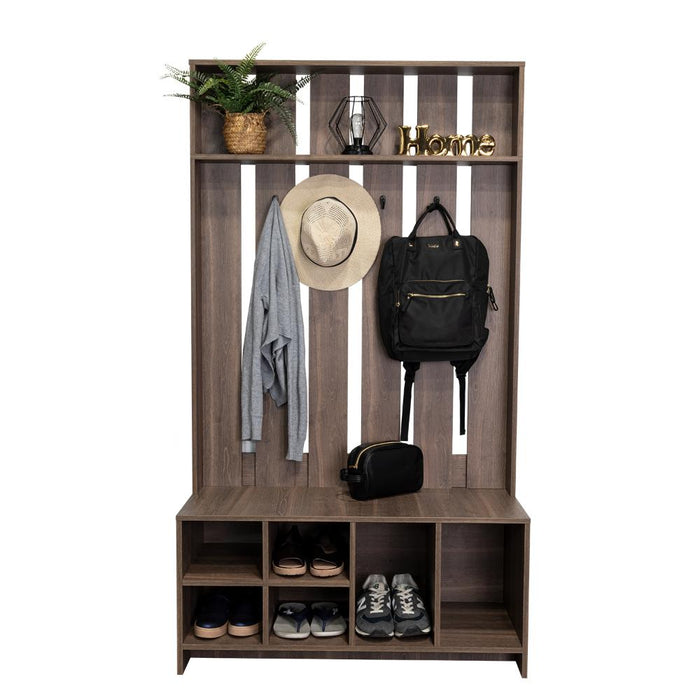 Mueble Auxiliar Zapatero Ascher, Avellana, Ideal Para Ubicar Bolsos Entre Otros