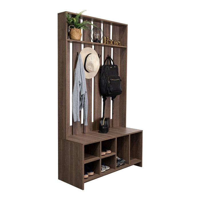 Mueble Auxiliar Zapatero Ascher, Avellana, Ideal Para Ubicar Bolsos Entre Otros