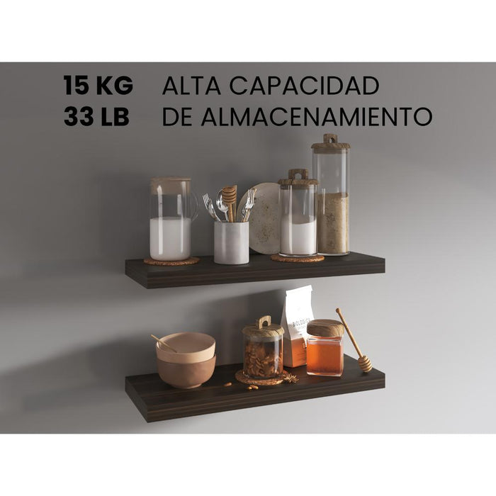 Repisa Flotante Maca, Caoba, con espacio para ubicar objetos