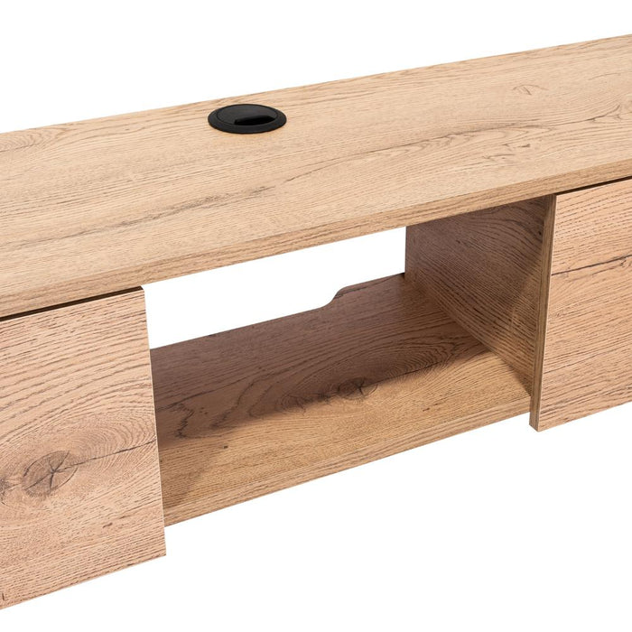 Mesa Para Tv Flotante Gleid, Macadamia, con Dos Puertas Abatibles