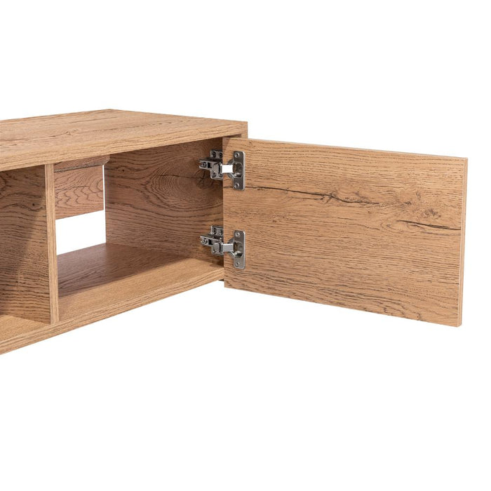 Mesa Para Tv Flotante Gleid, Macadamia, con Dos Puertas Abatibles