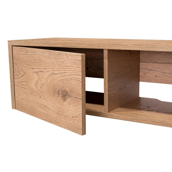 Mesa Para Tv Flotante Gleid, Macadamia, con Dos Puertas Abatibles