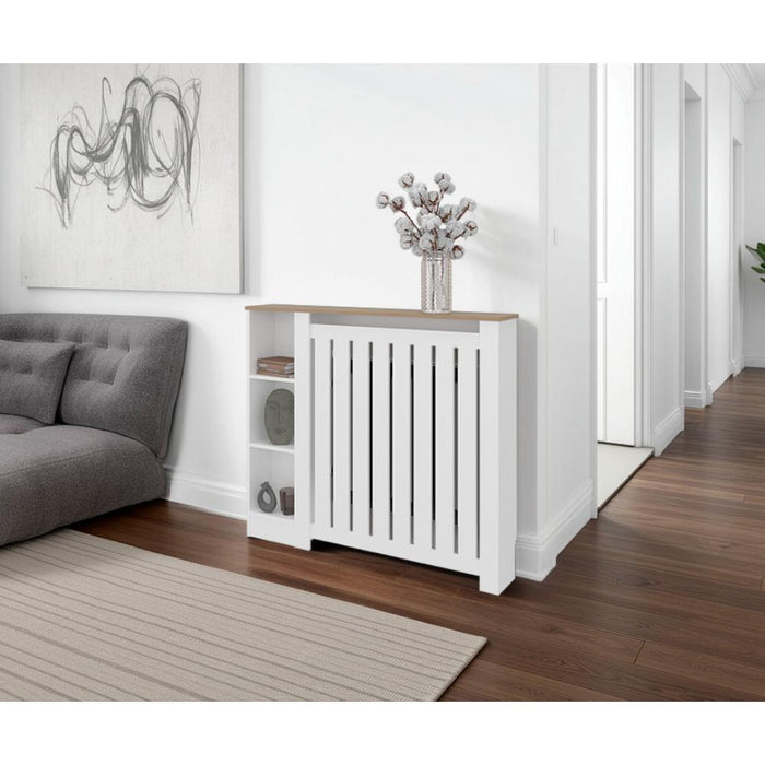 Cubierta para Radiador Joseph, Blanco y Kronos Fresno, con Espacios para Objetos Decorativos ZF