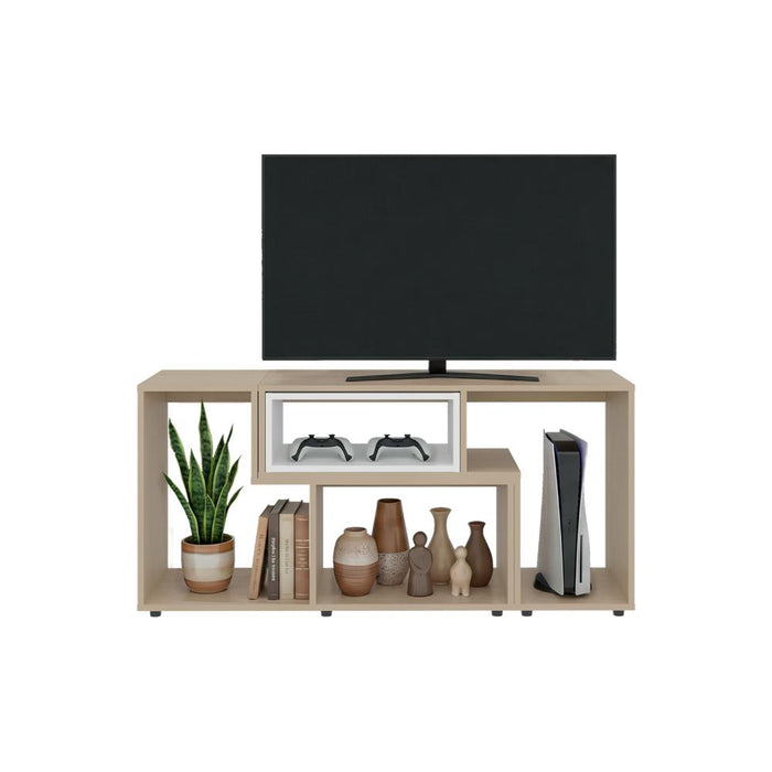 Mesa Para Tv Ascher, Cartagena y Blanco, con Espacio Para Televisor de 50 Pulgadas