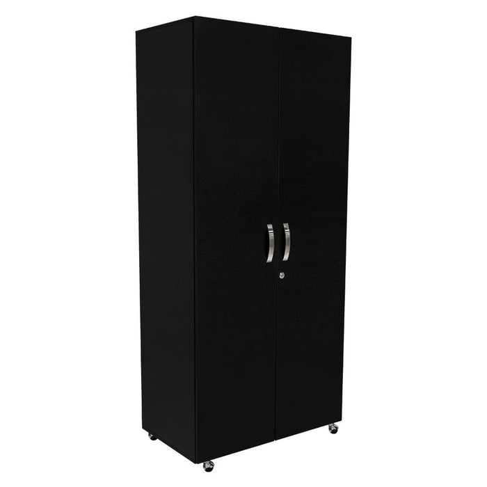 Closet Carlota, Wengue, Con Un Tubo Cromado Y Tres Entrepaños y Dos Puertas
