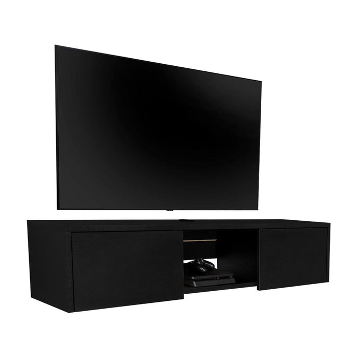 Mesa Para Tv Flotante Gleid, Wengue, con Dos Puertas Abatibles