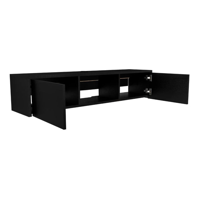 Mesa Para Tv Flotante Gleid, Wengue, con Dos Puertas Abatibles