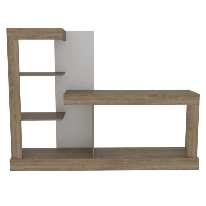 Mesa Para Tv Samir, Fresno Europeo y Blanco, con Espacio Para Televisor de Hasta 55 Pulgadas
