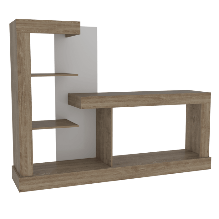 Mesa Para Tv Samir, Fresno Europeo y Blanco, con Espacio Para Televisor de Hasta 55 Pulgadas