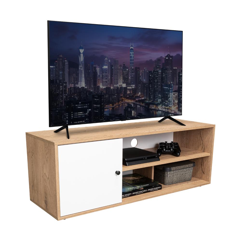 Mesa Para Tv Noah, Macadamia y Blanco Vainilla, para tv de hasta 55 pulgadas