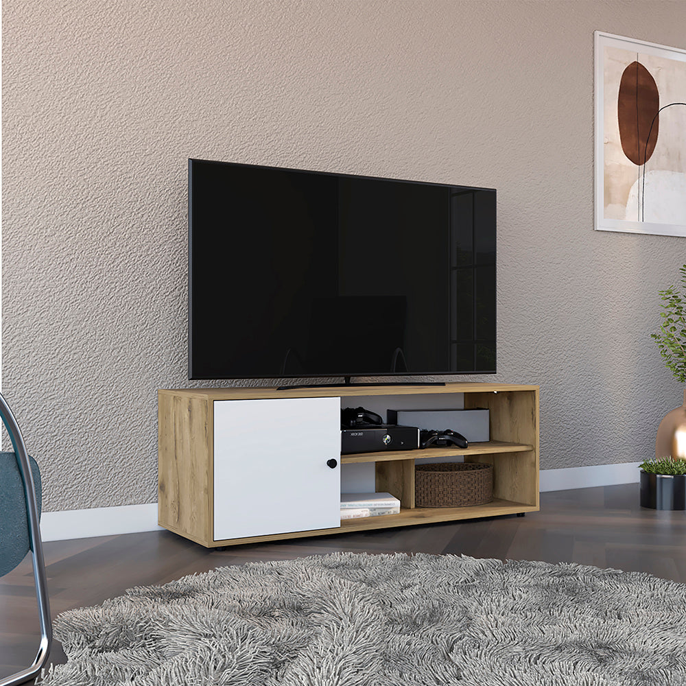 Mesa Para Tv Noah, Macadamia y Blanco Vainilla, para tv de hasta 55 pulgadas
