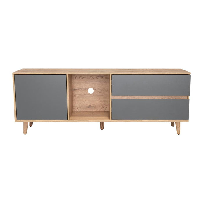 Mesa Para Tv Nashira, Fresno Europeo y Plata Oscuro, Con Espacio Para Televisor de Hasta 65 Pulgadas
